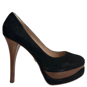 Pour La Victoire alvery black suede heel platform round toe stiletto heel sz 9.5